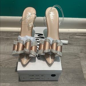 Maxx New York Women's Tan and Silver Heels